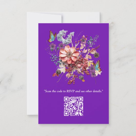 Painting Fantasy Flowers die natuur uitdrukken RSVP Kaartje (Achterkant)