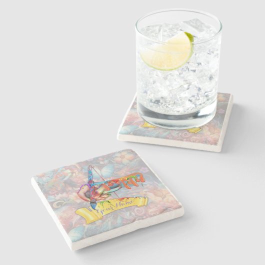 Painting Fantasy Flowers die natuur uitdrukken Stenen Onderzetter (Zijkant)