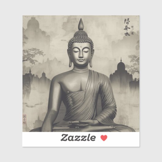 Painting Images Buddha Black and White collection Sticker (Vel)
