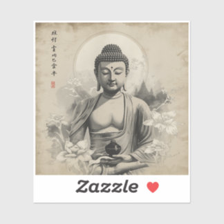 Painting Images Buddha Black and White collection Sticker