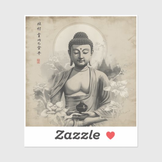 Painting Images Buddha Black and White collection  Sticker (Vel)