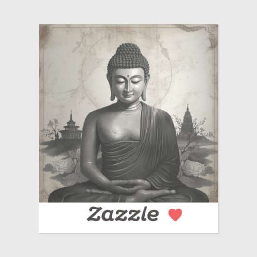 Painting Images Buddha Black and White collection Sticker (Vel)