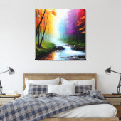 Painting in the forest with a river. canvas afdruk (Insitu (Slaapkamer))