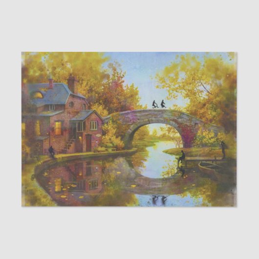 Painting of Bridge Over a Stream Tissue Paper Tissuepapier (Voorkant)