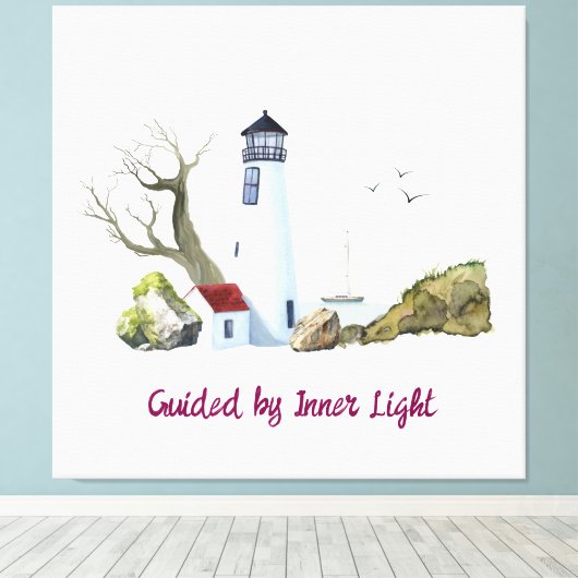 Painting of light house canvas afdruk (Insitu (Houten vloer))