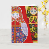 Painting of Russian Matryoshka doll Kaart (Gele Bloem)