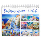 Painting of Santorini Greece Travel Desk Kalender (Hoes)