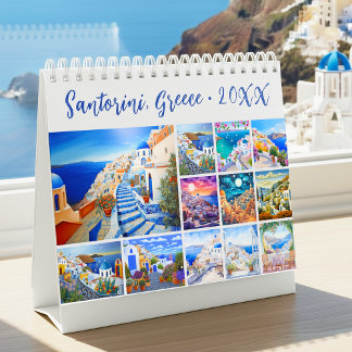 Painting of Santorini Greece Travel Desk Kalender
