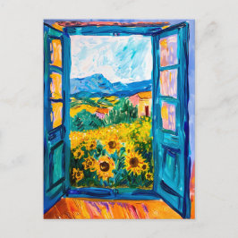 Painting of View of Sunflower Fields in Summer Briefkaart