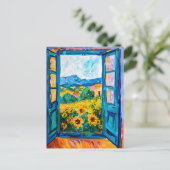 Painting of View of Sunflower Fields in Summer Briefkaart (Staand voorkant)