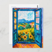 Painting of View of Sunflower Fields in Summer Briefkaart (Voorkant / Achterkant)