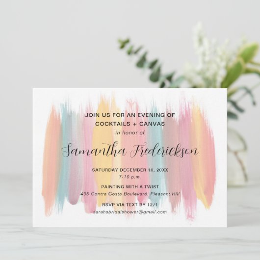 Painting Party Bruids Douche Uitnodiging (Staand voorkant)