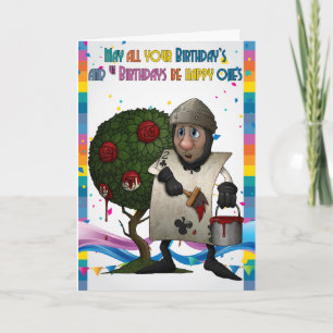 Painting Roses Playing Card, Wonderland Birthday Kaart