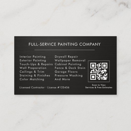 Painting Service Contractor QR Code Visitekaartje (Achterkant)