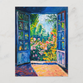 Painting Terrace View of flower garden Briefkaart