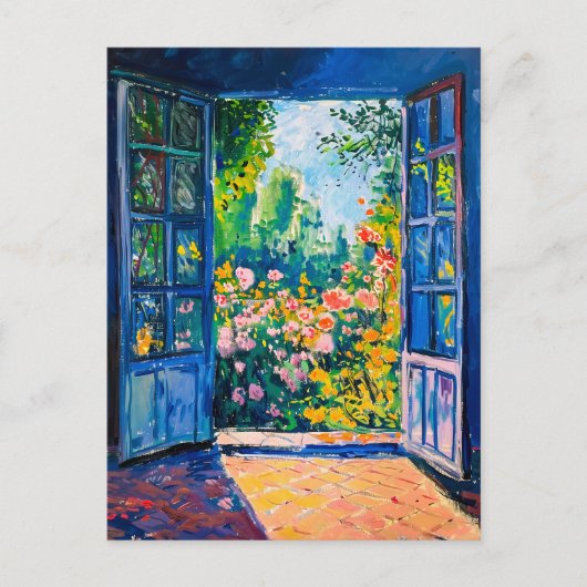 Painting Terrace View of flower garden Briefkaart (Voorkant)