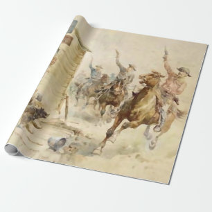 “Painting the Town Red” Westerse kunst van Frank F Cadeaupapier