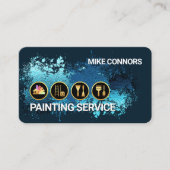 Painting Tools On Blue Paint Splatter Visitekaartje (Voorkant)