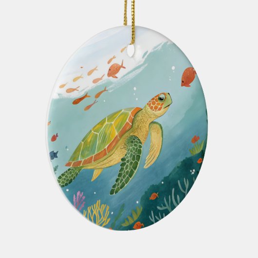 Painting Turtle Keramisch Ornament (Rechts)