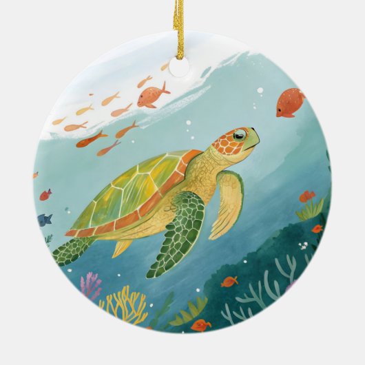 Painting Turtle Keramisch Ornament (Achterkant)