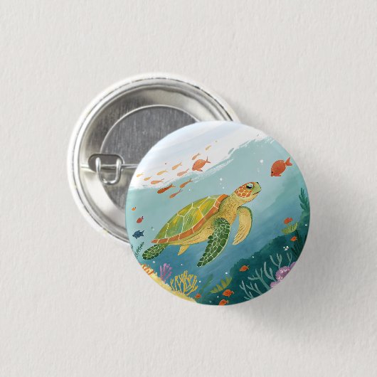 Painting Turtle Ronde Button 3,2 Cm (Voorkant /achterkant)