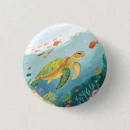 Painting Turtle Ronde Button 3,2 Cm