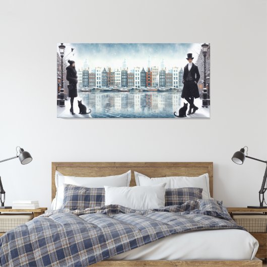 Paintings from Amsterdam & modern fashion models Canvas Afdruk (Insitu (Slaapkamer))