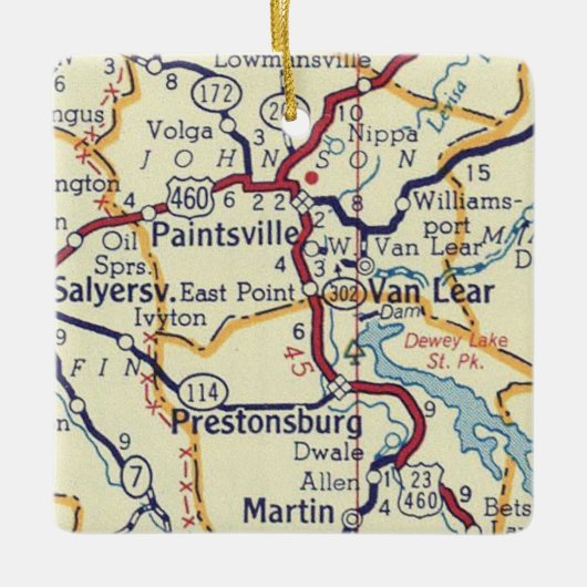 Paintsville KY  Map Keramisch Ornament (Voorkant)