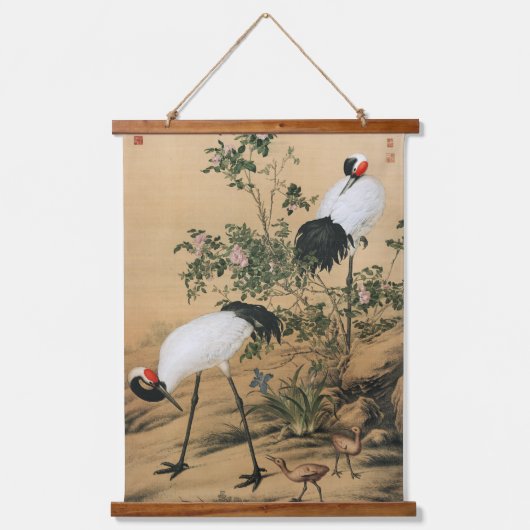 Pair of Cranes in the Shade of Flowers,Chinese Art Hangend Wandkleed (Voorkant)