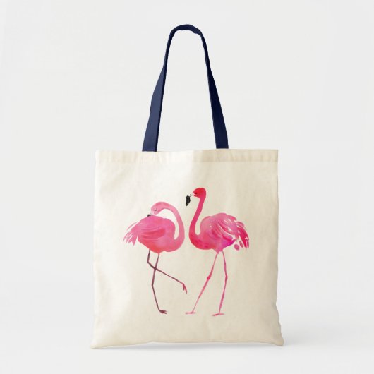 Pair Of Cute Pink Flamingo Illustration Tote Bag (Voorkant)