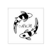 Pair of Japanese Koi Fish Wedding Monogram Rubberstempel (Afrduk)