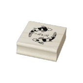 Pair of Japanese Koi Fish Wedding Monogram Rubberstempel (Stempel)
