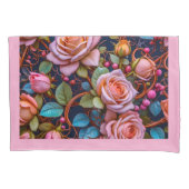 Pair of Pillowcases- Pink Roses Kussensloop (Voorkant-Links)