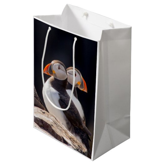 Pair of Puffins Medium Cadeauzakje (Voorkant Gekanteld)