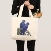 Pair of Stunning Blue Parrots In The Wild Grote Tote Bag (Voorkant (product))