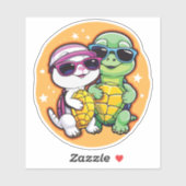 Pair of Turtles in Love - Durable Vinyl Sticker  (Vel)