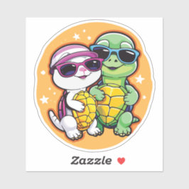 Pair of Turtles in Love - Durable Vinyl Sticker 