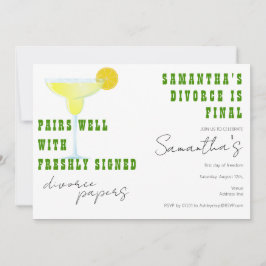 Pairs Well Divorce Papers Margarita Tequila Party Kaart