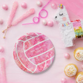 Pais bloemen veegt roze volleybalfeest papieren bordje (Feest)