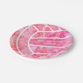 Pais bloemen veegt roze volleybalfeest papieren bordje (Gekanteld)