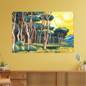 Paisagem de Bosque ao Sol Canvas Afdruk (Insitu (Woonkamer))