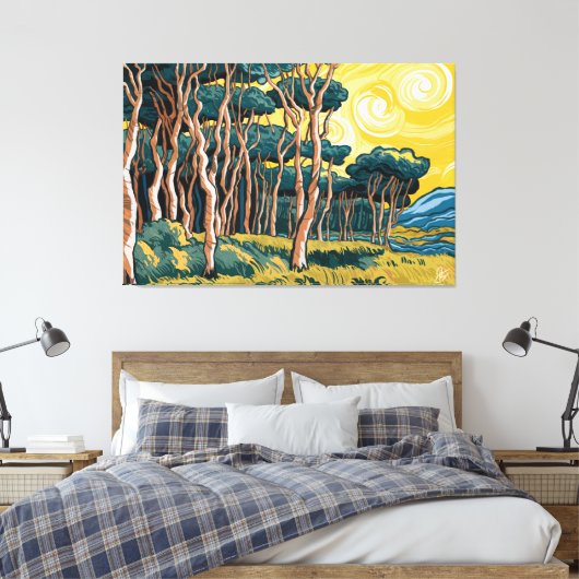 Paisagem de Bosque ao Sol Canvas Afdruk (Insitu (Slaapkamer))