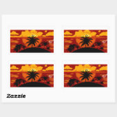 Paisagem por do sol com coqueiros rechthoekige sticker (Vel)