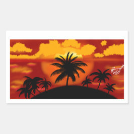 Paisagem por do sol com coqueiros rechthoekige sticker