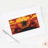 Paisagem por do sol com coqueiros rechthoekige sticker (Envelop)