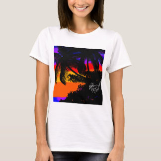 Paisagem por do sol com coqueiros t-shirt