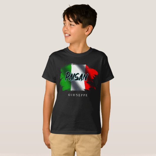 Paisan Brush Stroke Flag Aangepaste Kinderen T-shirt (Voorkant volledig)