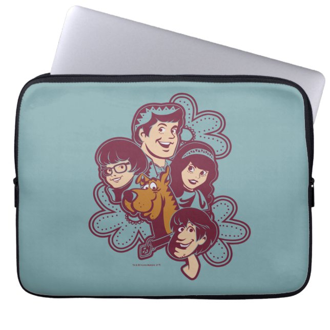Paisely Flower Scooby-Doo en the Gang Laptop Sleeve (Voorkant)