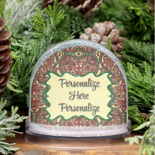 Paisely Victoriaans rood groen geel juweel toon Sneeuwbol