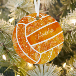 paisleuzen veren floreel oranje volleybal metalen ornament